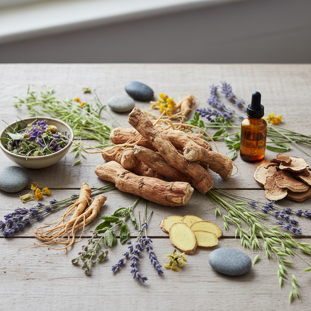 Снимка на различни билки и корени